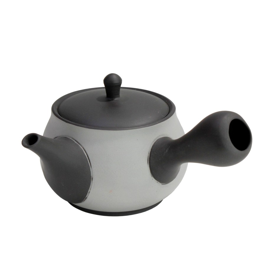 Teaware MEM TEA | Slate Kyusu W/ White Flowers (Side Handle Teapot) - 10 Oz