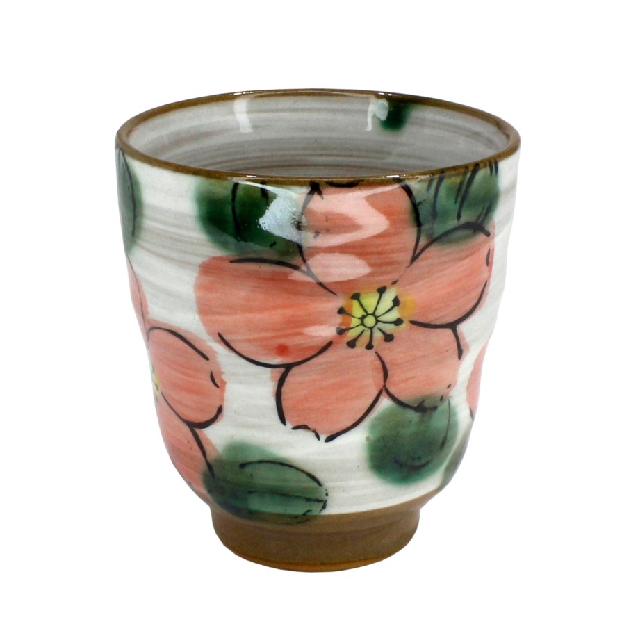 Teaware MEM TEA | Ceramic Hand-Painted Red Flower Cup - 8.5 Oz