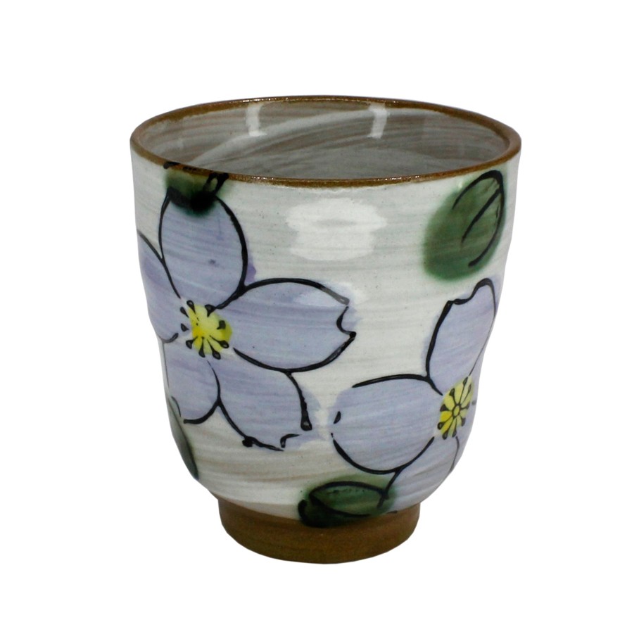 Teaware MEM TEA | Ceramic Hand-Painted Blue Flower Cup - 8.5 Oz